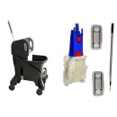 CleanSV Reinigungswagen Wischset Profi Laschenmop black...