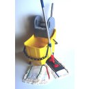 CleanSV© Wischset Bay gelb 40 cm - Reinigungswagen mit Presse, ein Mopset 40 cm : bestehend aus 3 x 40 cm Baumwollmops, 40 cm Mophalter und Profi Teleskopstiehl