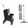 CleanSV®  Wischset grau 50cm - 16 Liter, PE Putzeimer / Reinigungswagen mit 4 Rädern und Moppresse, 3 CleanSV® Baumwollmops 50 cm, Mophalter und Teleskpstiehl