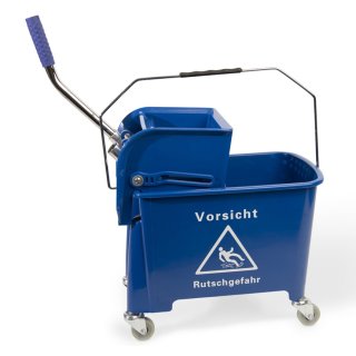 CleanSV® Putzeimer blau ca. 20 Liter Reinigungswagen mit 4 Rädern und Presse Bodenwischer